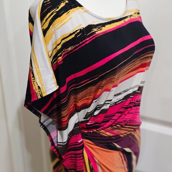 Worthington ✦ Abstract Midi Dress ✦ Sleeveless Asymmetrical Stretch Knit NWT M - Picture 11 of 16